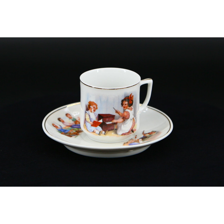 Porzellan-Tasse & Untertasse Set, 1920er Jahre
