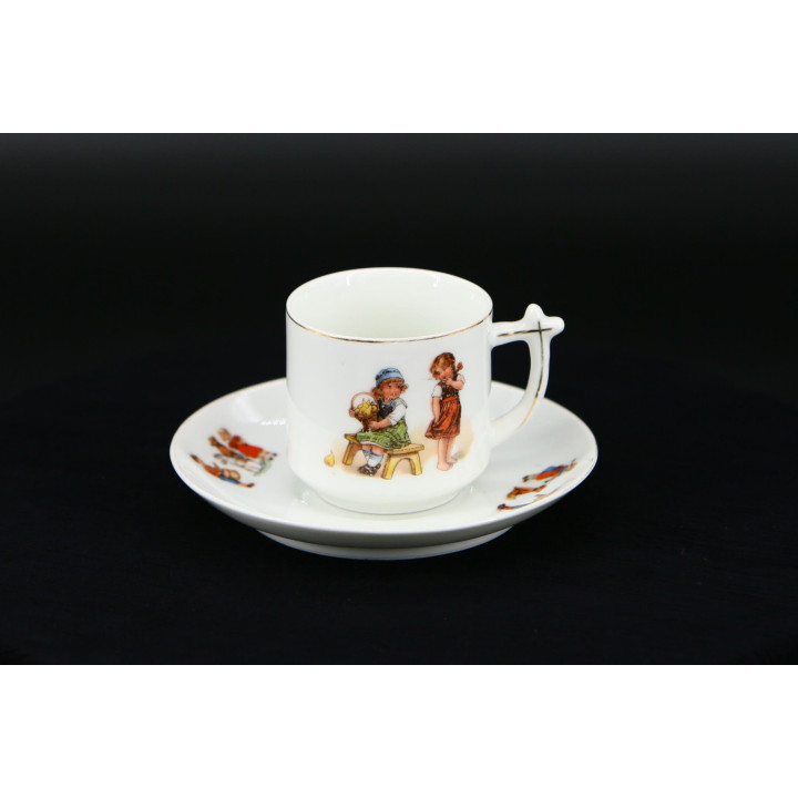 Juego Taza y Plato Eamag Selb 1920 - Escenas Infantiles