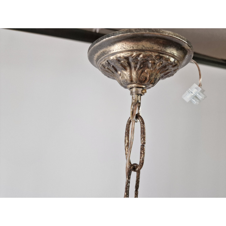 Spaanse porseleinen en bronzen kroonluchter jaren '70