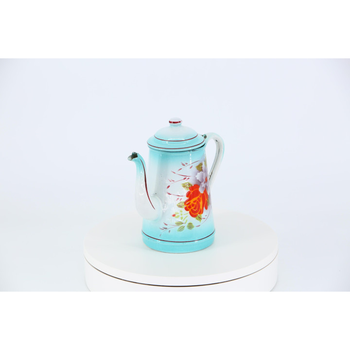 Cafetera Vintage de Metal Esmaltado Años 50 - Turquesa