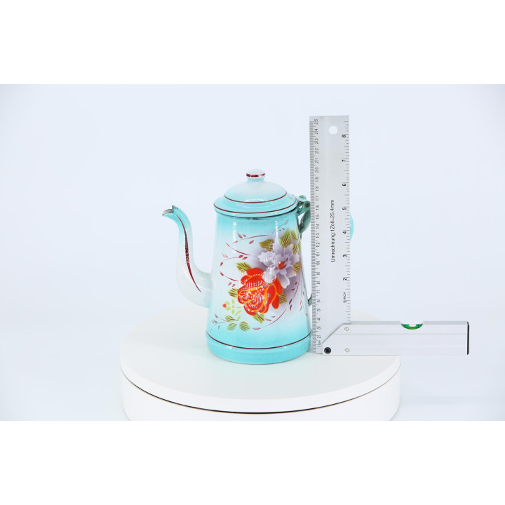 Cafetière Vintage en Métal Émaillé Années 50 - Turquoise