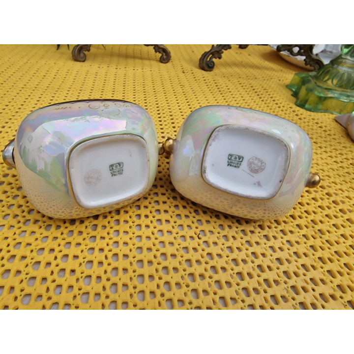 リモージュ T&V 磁器 クリーマー＆シュガーポット (1900年頃)