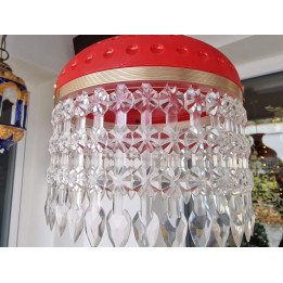 Space Age Pendelleuchte 1960er — Rote Vintage-Hängelampe
