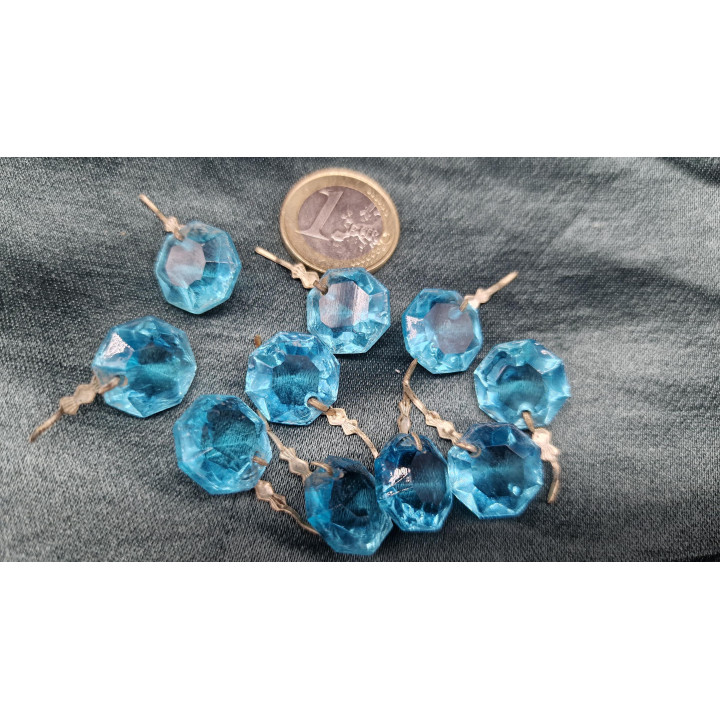 100 Pendentes de Cristal Azul 14mm para Lustres Antigos