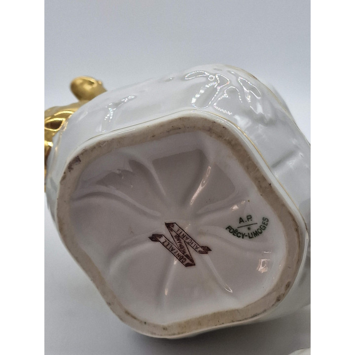 Cafeteira e Xícara de Porcelana Limoges, Albert Pillivuyt Foecy, Cenas Pintadas com Ouro, Antiga Porcelana Francesa Cerca de 18…