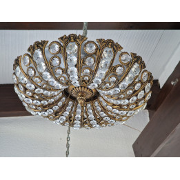 Lampa Sufitowa Vintage Peris Andreu, Kryształ i Mosiądz