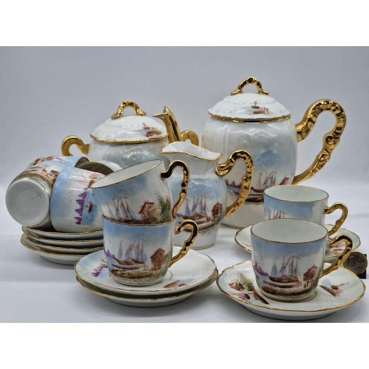 Antikes Limoges Porzellan-Kaffeeservice 19. Jh.