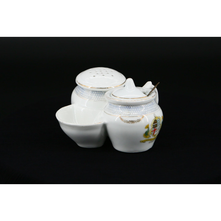 Antikes Ilfracombe Crested China Gewürzset (um 1930)