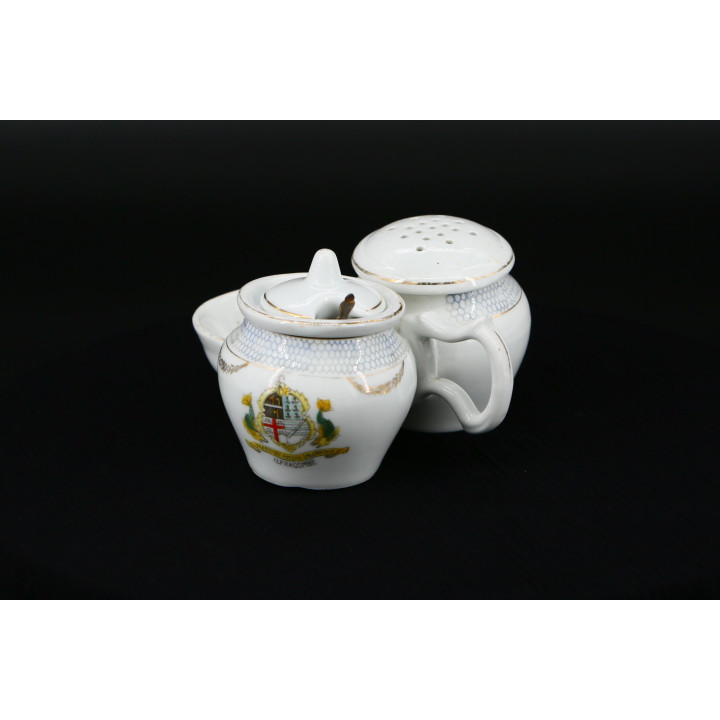 Antikes Ilfracombe Crested China Gewürzset (um 1930)