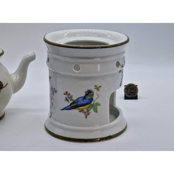 Théière en Porcelaine Herranz avec Réchaud - Oiseaux