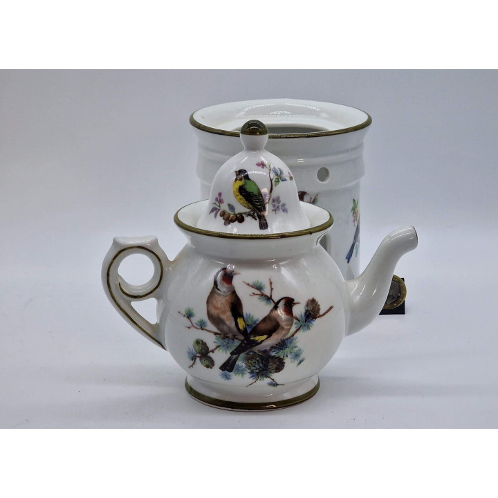 Théière en Porcelaine Herranz avec Réchaud - Oiseaux