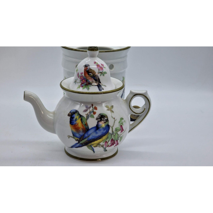 Théière en Porcelaine Herranz avec Réchaud - Oiseaux