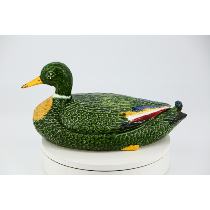 Mallard Duck Ceramic Tureen Caldas da Rainha F. Mendes 1920s