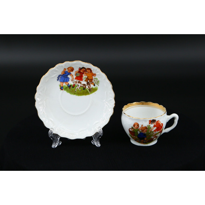 Duo Tasse et Soucoupe en Porcelaine d'Allemagne 1950