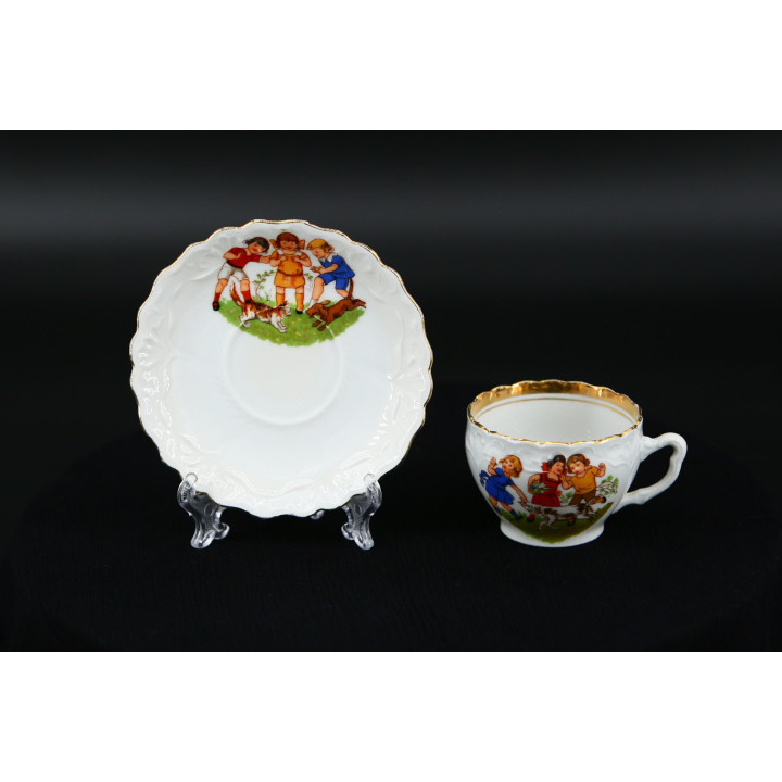 Conjunto Taza y Platillo Porcelana Alemana 1950