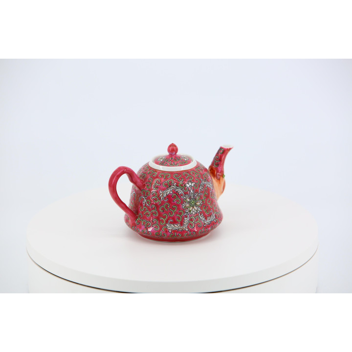 Vintage Chinese Famille Rose Ceramic Teapot
