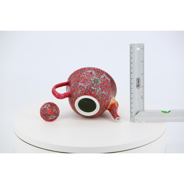 Théière Chinoise Vintage en Céramique Famille Rose