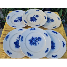 6 Antike Villeroy & Boch Mettlach Teller Blue Rose (1900)