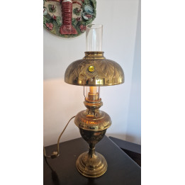 Zabytkowa Francuska Lampa Stołowa z Mosiądzu (1910-1930)