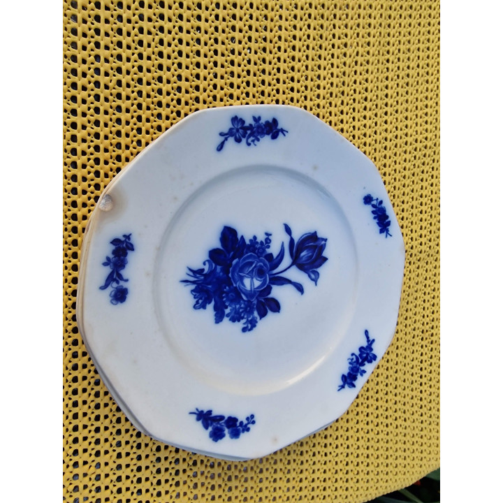 Antique Villeroy & Boch Blue Rose Plates - Set of 6 (1900)