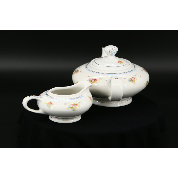 Juego de té vintage Jäger: Tetera y lechera de porcelana