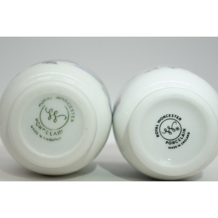 Paire de Coquetiers Royal Worcester - Porcelaine Vintage 80s