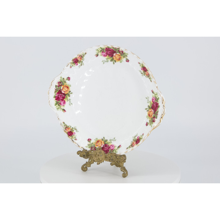 Royal Albert Old Country Roses Servierplatte mit Griffen 1970er