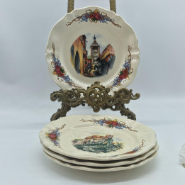 Conjunto de 4 Pratos de Sobremesa Sarreguemines Obernai Loux