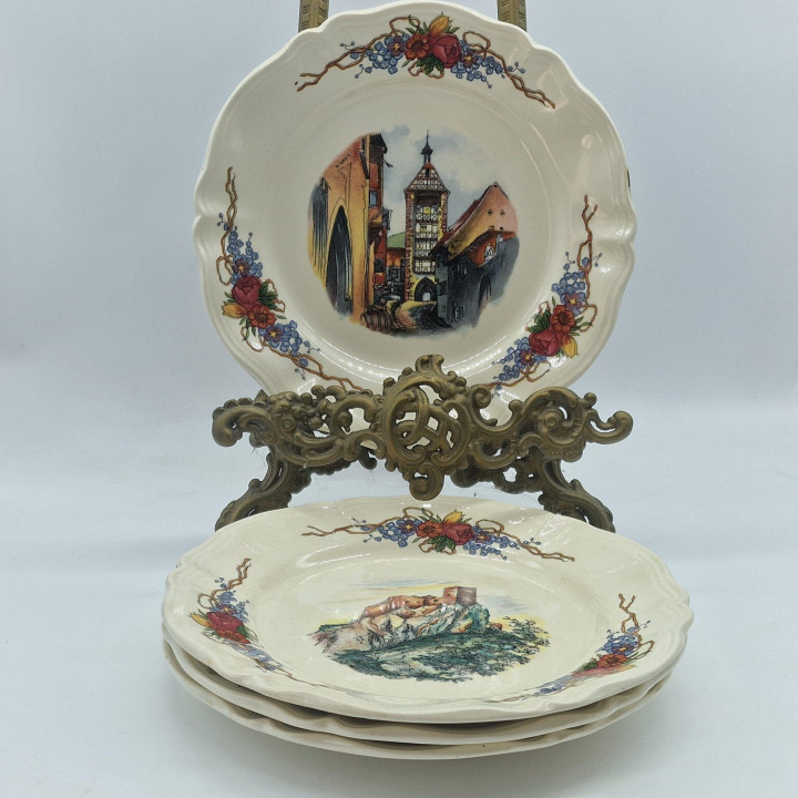Conjunto de 4 Pratos de Sobremesa Sarreguemines Obernai Loux