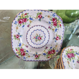 Juego de 12 Platos Postre Royal Albert Petit Point - Años 60