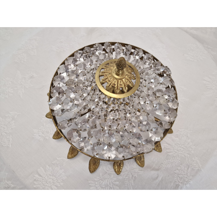 Plafom Vintage Espanhol em Bronze e Cristal, anos 60