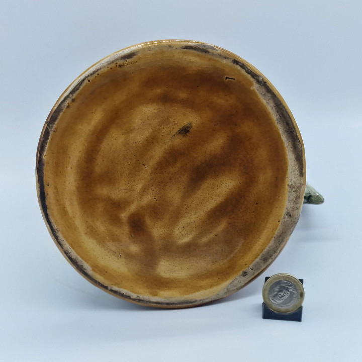 Französischer Hahn-Krug Barbotine Keramik 1930 Chantecler