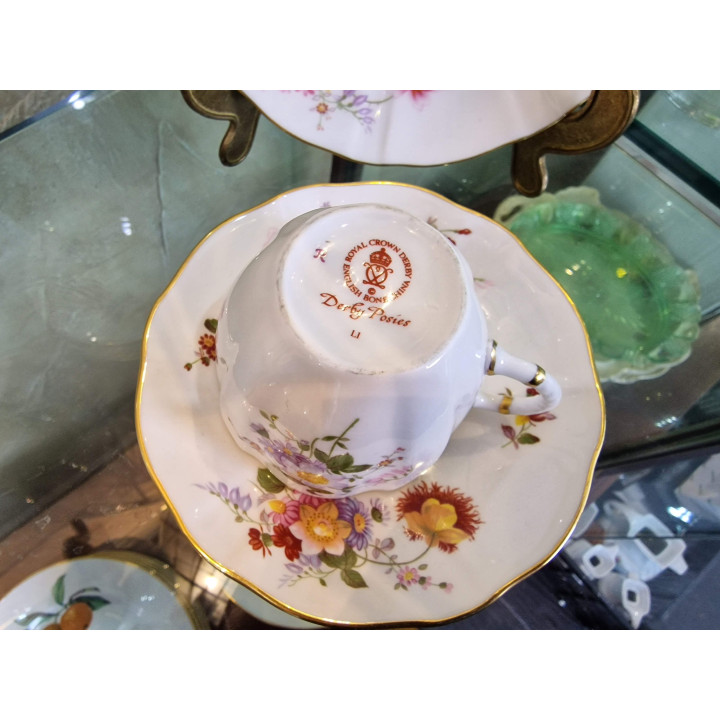 Trio Royal Crown Derby Posies - Porcelaine Anglaise 1988