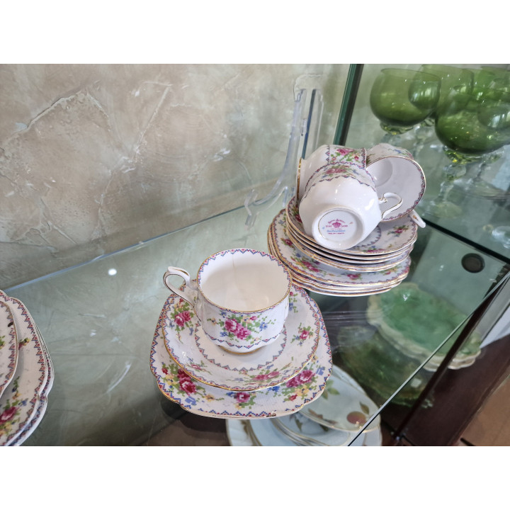 Trio herbaciane Royal Albert Petit Point - Porcelana Vintage