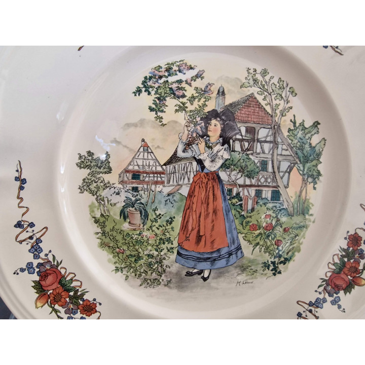 Vintage Sarreguemines Obernai Plate - 35cm Henri Loux