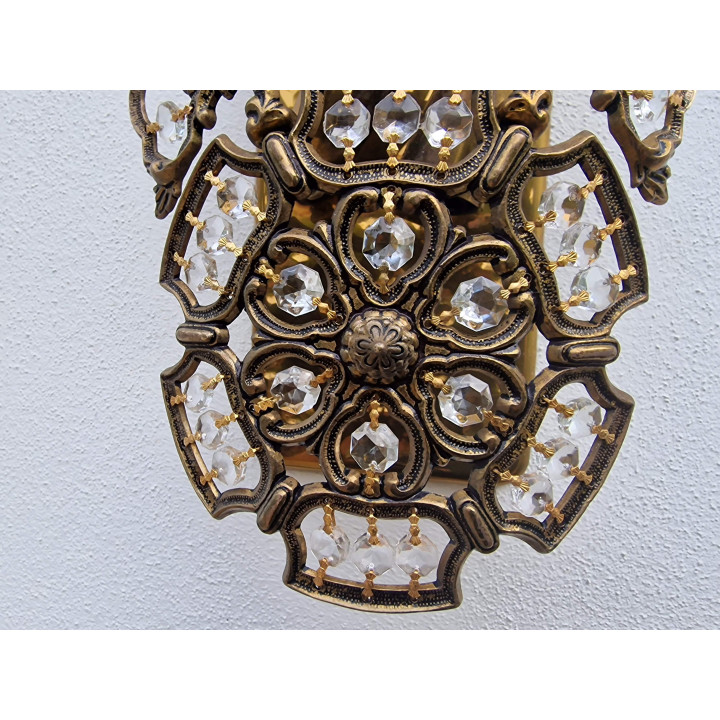 Set di 3 Lampade Vintage in Ottone e Cristallo Anni '30