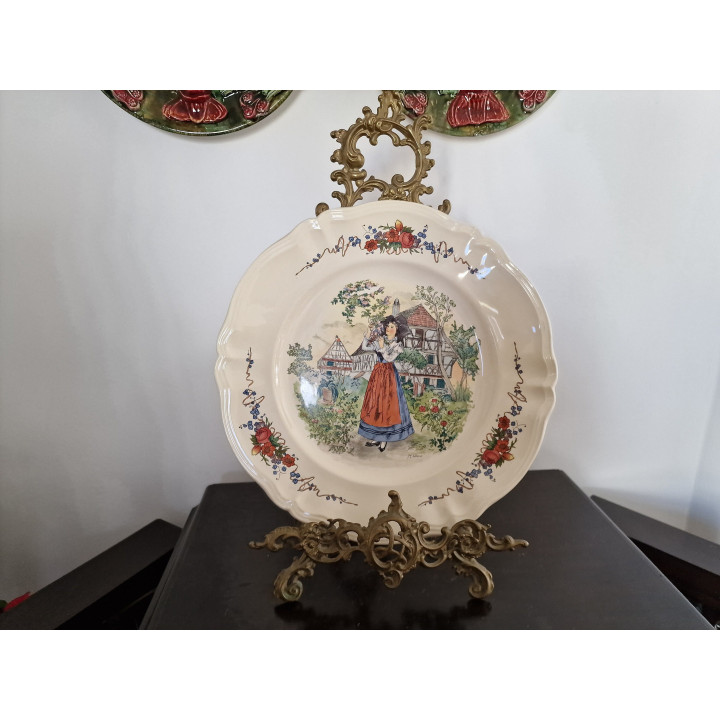 Piatto Sarreguemines Obernai 35cm - Vintage Henri Loux