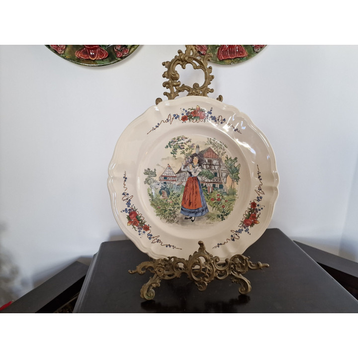 Talerz Sarreguemines Obernai 35cm - Vintage Henri Loux