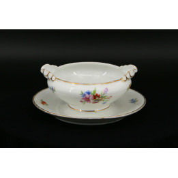 Vintage P.L. France Porzellan Sauciere, Blumen & Gold