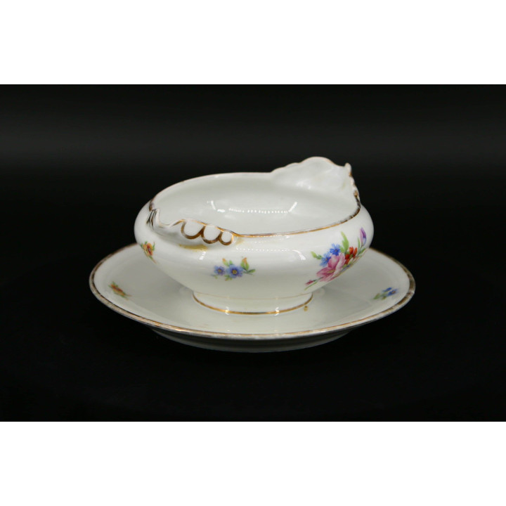 Salsiera Vintage P.L. France, Porcellana e Oro, 1920