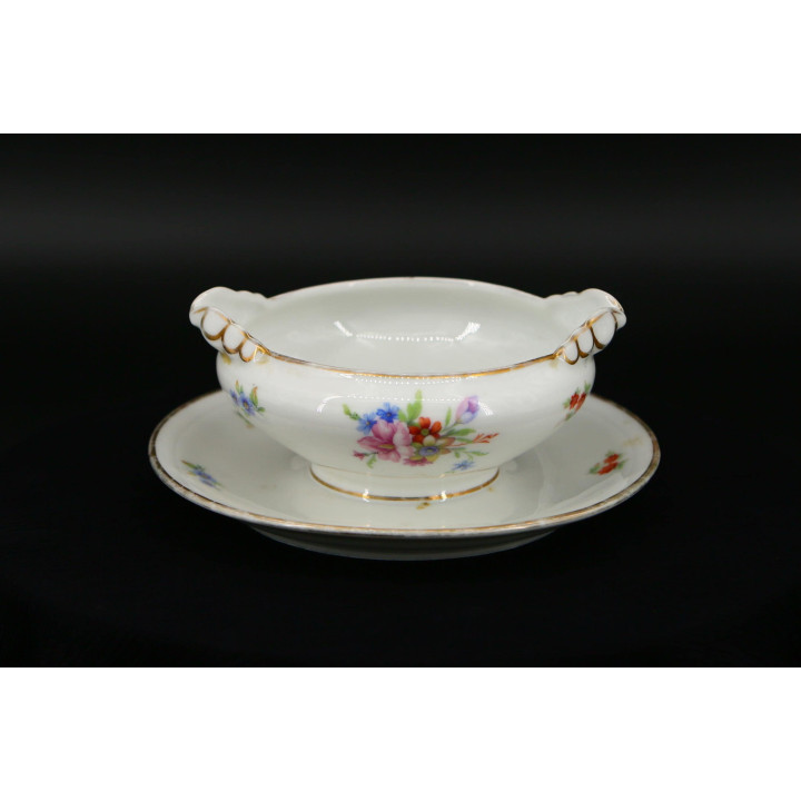 Saucière Vintage P.L. France, Porcelaine et Or Véritable