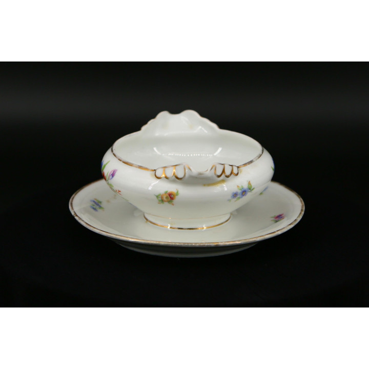 Salsiera Vintage P.L. France, Porcellana e Oro, 1920