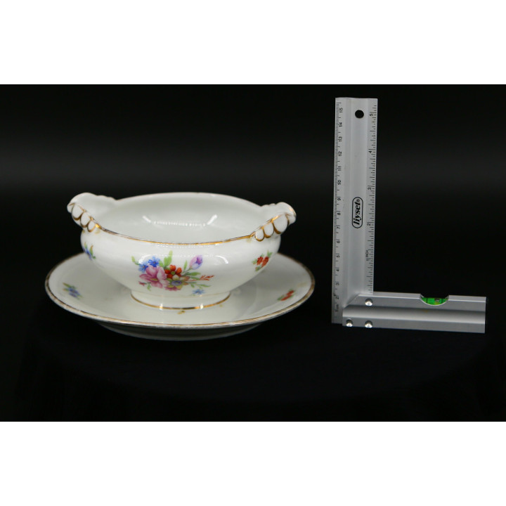 Saucière Vintage P.L. France, Porcelaine et Or Véritable