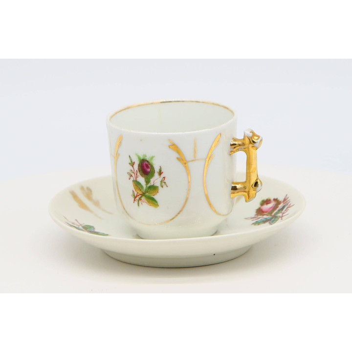 Taza y Platillo de Porcelana Limoges Antigua (1910)