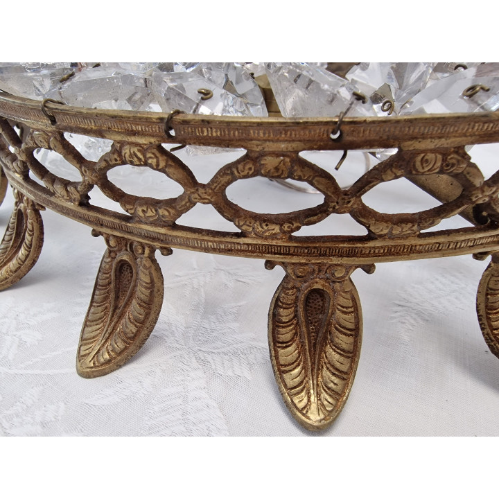 Spanische Deckenleuchte aus Bronze & Kristall, 1960er
