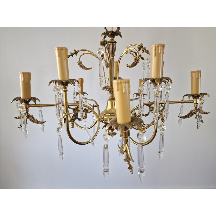 Lámpara de Araña Neoclásica de Bronce (1940) - 12 Brazos