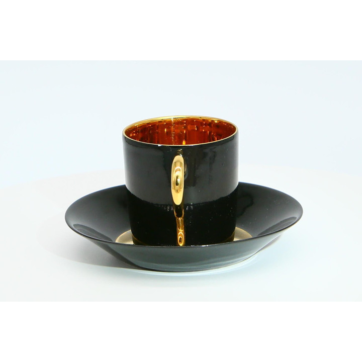 Conjunto Chávena e Pires Limoges Primavera Art Déco