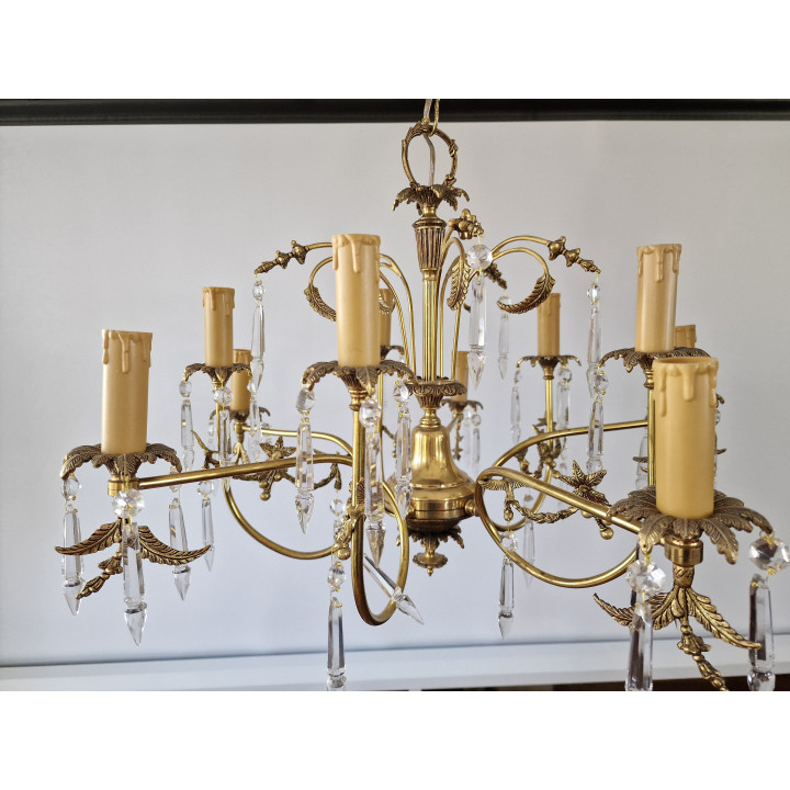 Lampadario Neoclassico in Bronzo anni '40 - 12 Bracci