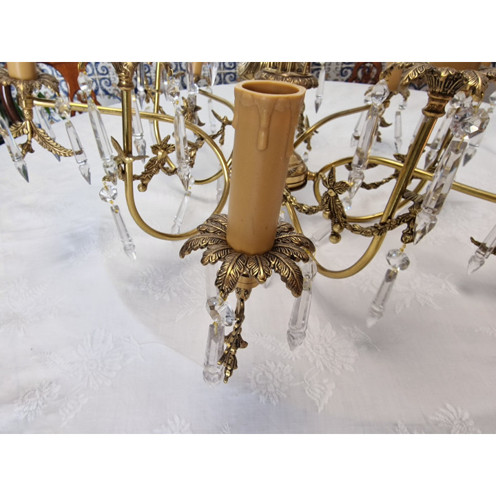 1940s Neoclassical Gilded Bronze Chandelier - 12 Arms
