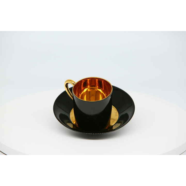 Tasse et Soucoupe Limoges Art Déco - Noir et Or